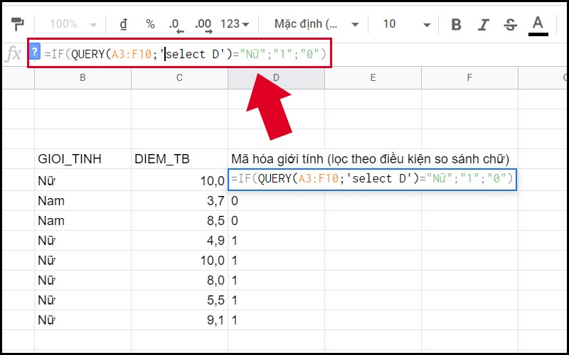 'select D' l&agrave; sai, m&agrave;u chữ l&agrave; m&agrave;u đen v&agrave; ngược lại 